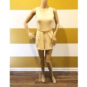 Foreign Exchange cream sheer panel romper